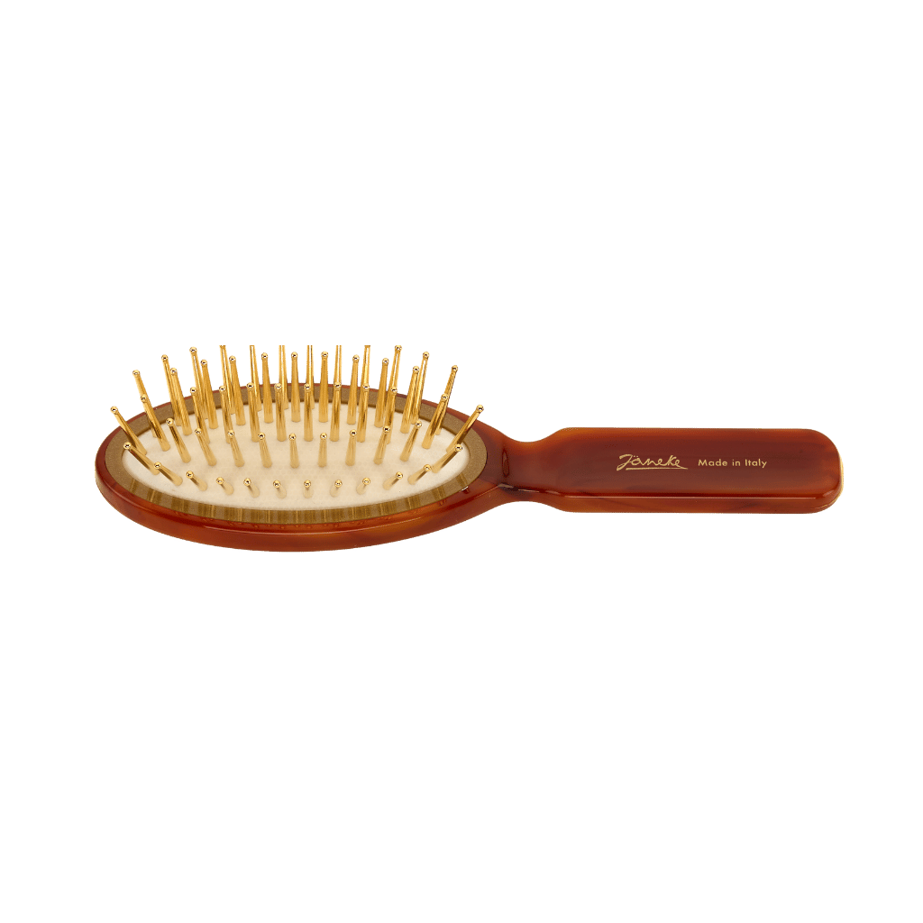 Janeke Tortoiseshell Oval Hair Brush – Gold Pin Detangling Brush