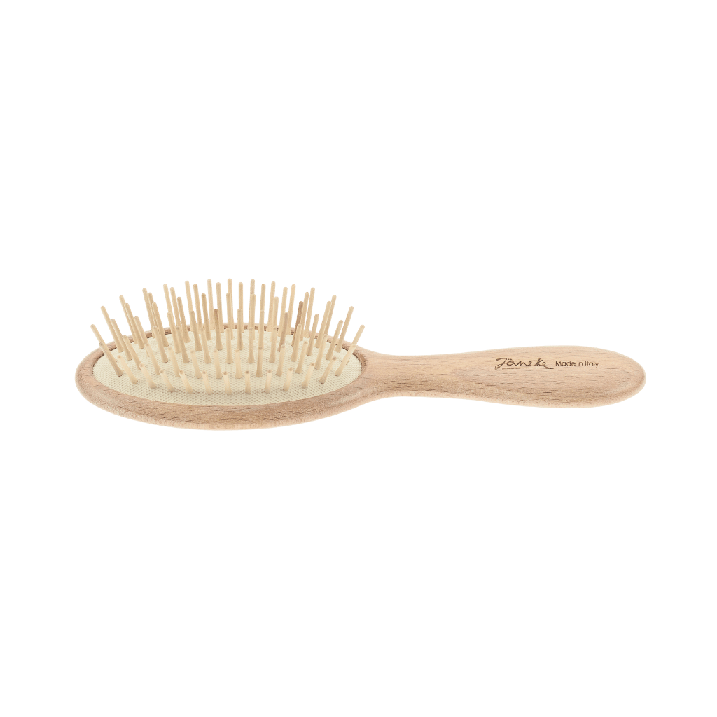 Janeke Large Oval Wooden Brush – Anti-Static Beech Wood Brush with Wood Pins