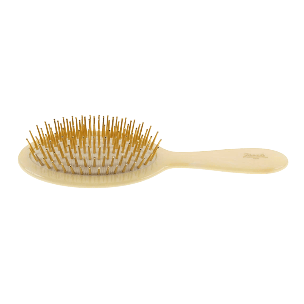 Janeke Synthetic Horn Oval Hair Brush – Gold Pin Detangling Brush