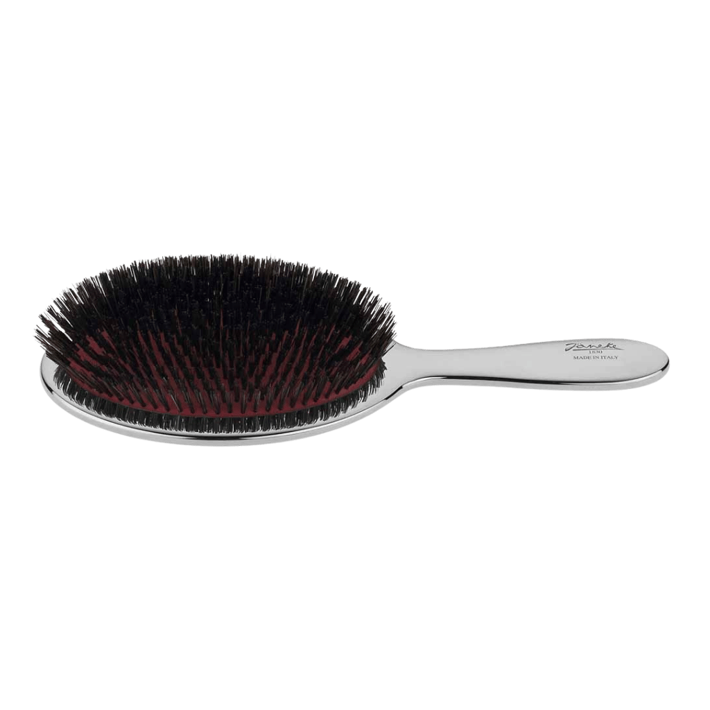Janeke Metal-Plated Pneumatic Hair Brush – Boar Bristle Brush for Shine