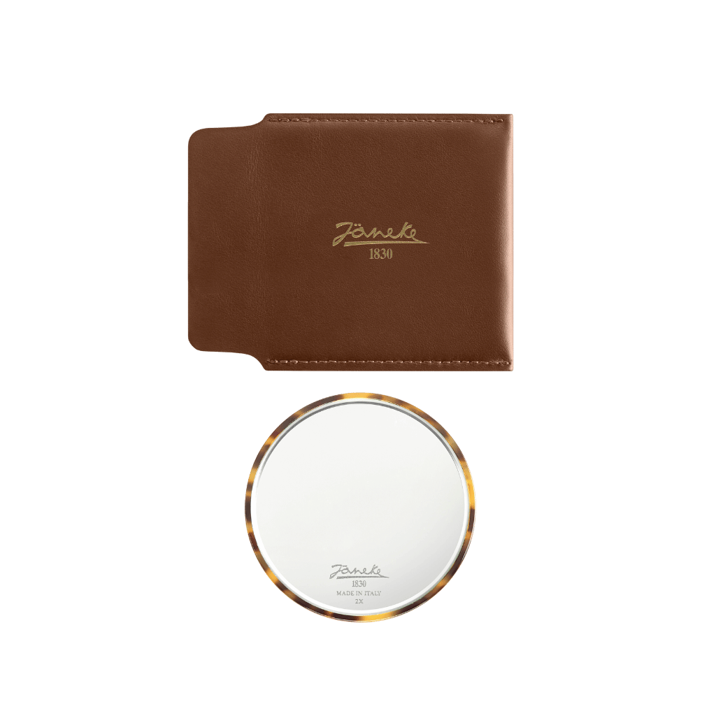 Janeke Tokyo Compact Mirror with Leather Case – Portable Purse Mirror