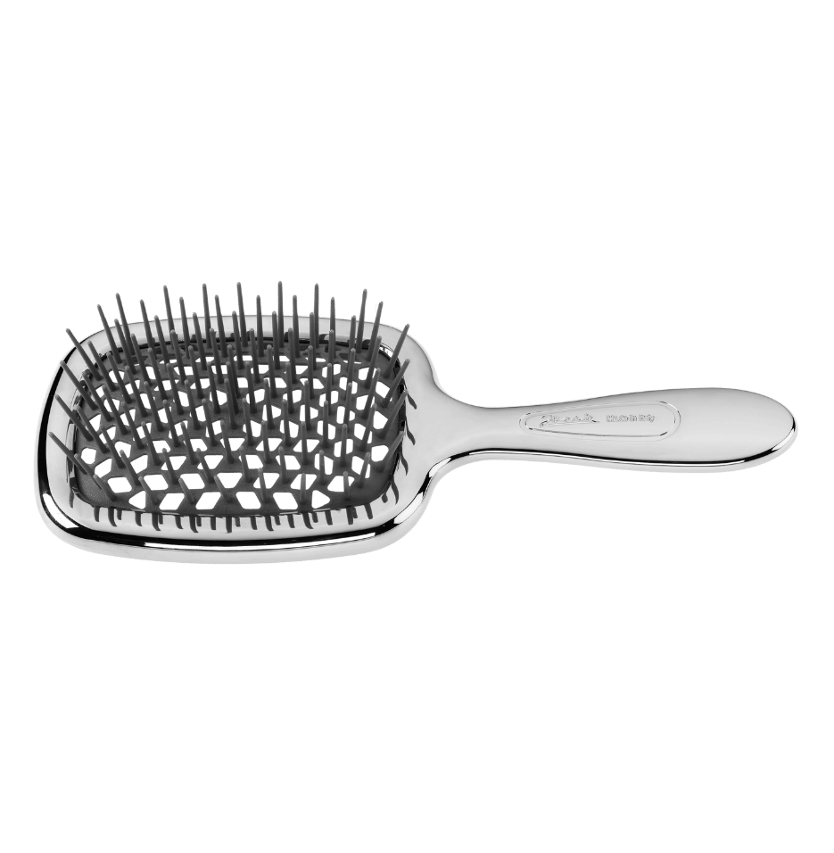 Janeke Superbrush with Soft Tips – Honeycomb Detangling Brush (Chrome & Gold)