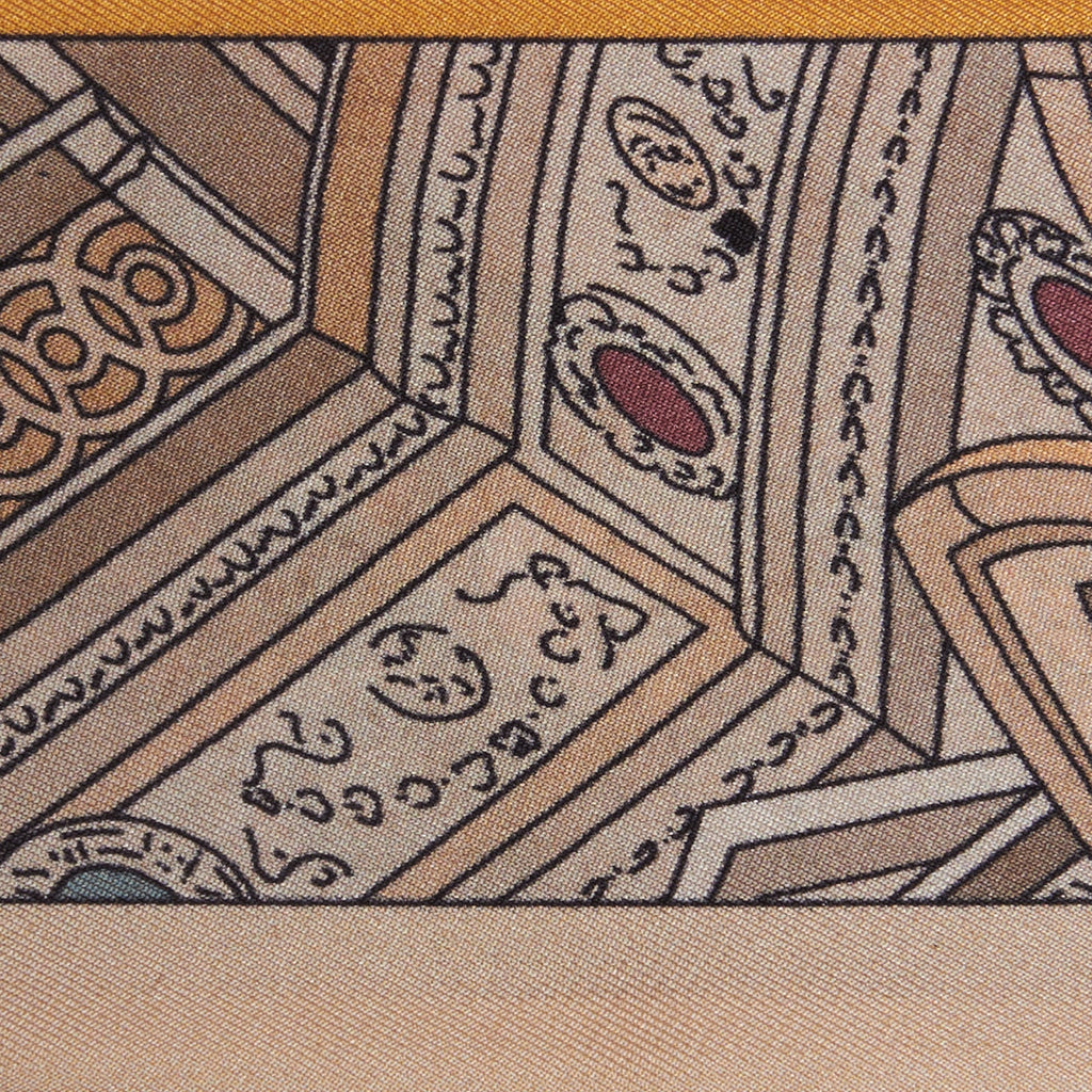 architectural details on a white silk twilly