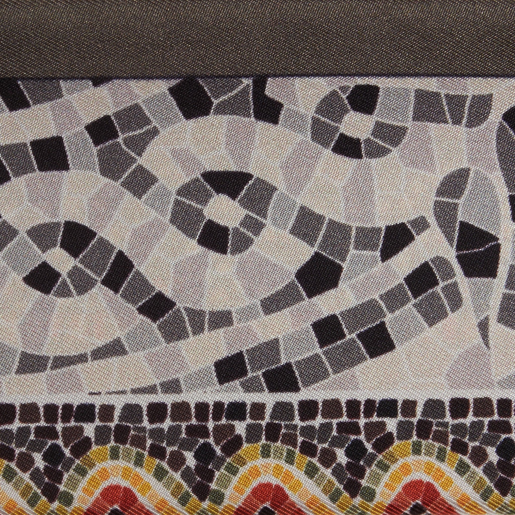 black and white mosaic patterns on a silk twilly