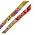 silk twilly with green cacti, pink and blue flowers