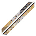 black, white and gold silk twilly with geometric decorations