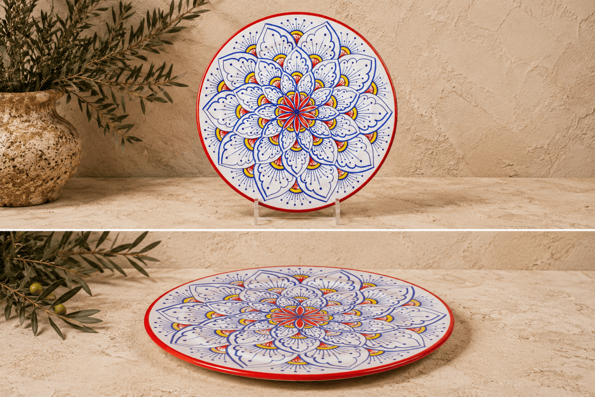 Intreccio Red Charger Plate | Hand-Painted Italian Charger Plate from Deruta