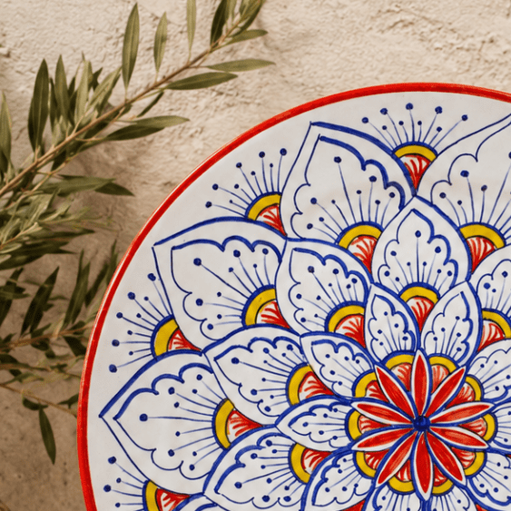 Intreccio Red 4-Piece Place Setting | Hand-Painted Italian Dinnerware from Deruta